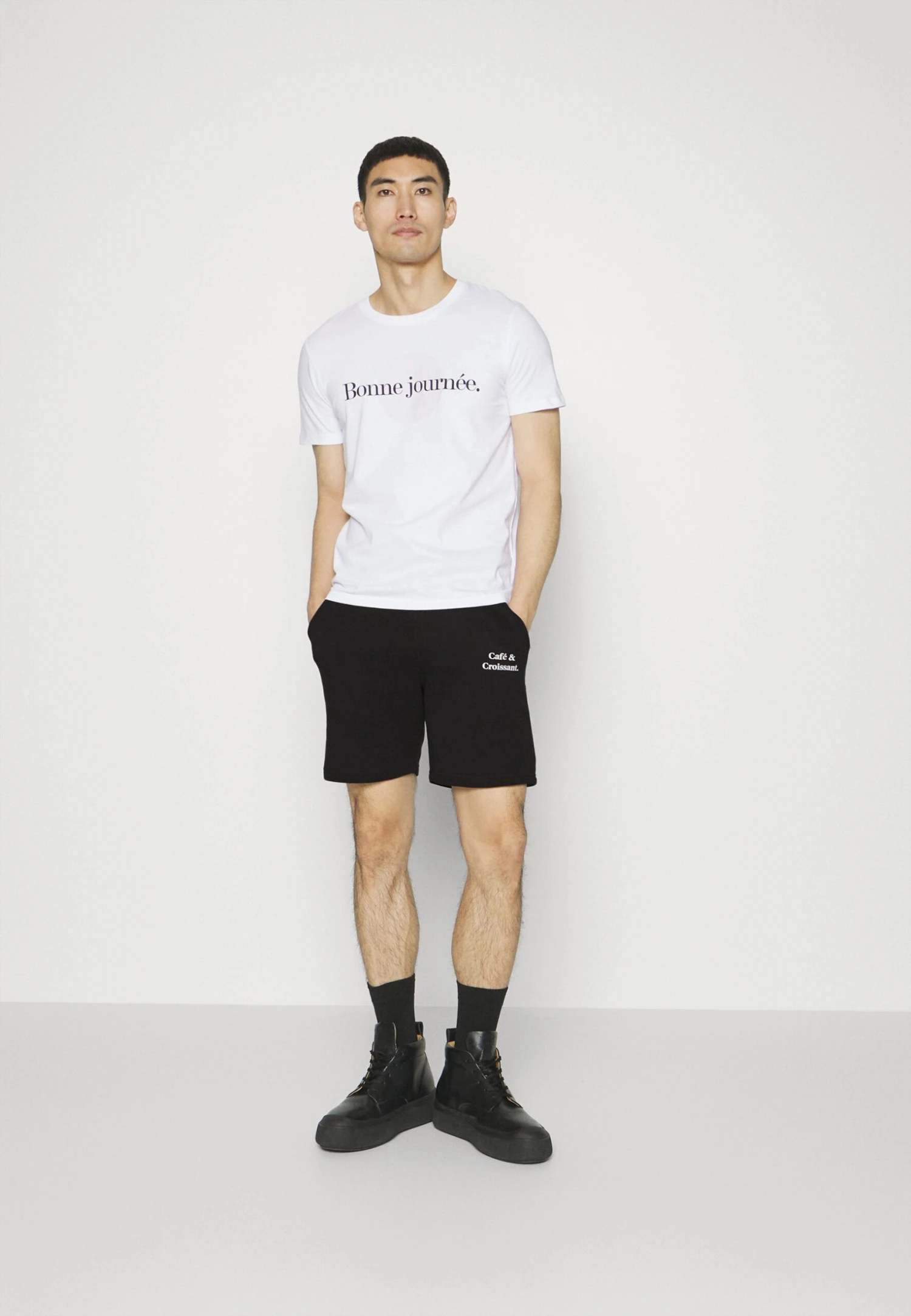 Café Croissant Unisex - Shorts - Black 2 Café Croissant Unisex - Shorts - Black - Afbeelding 2