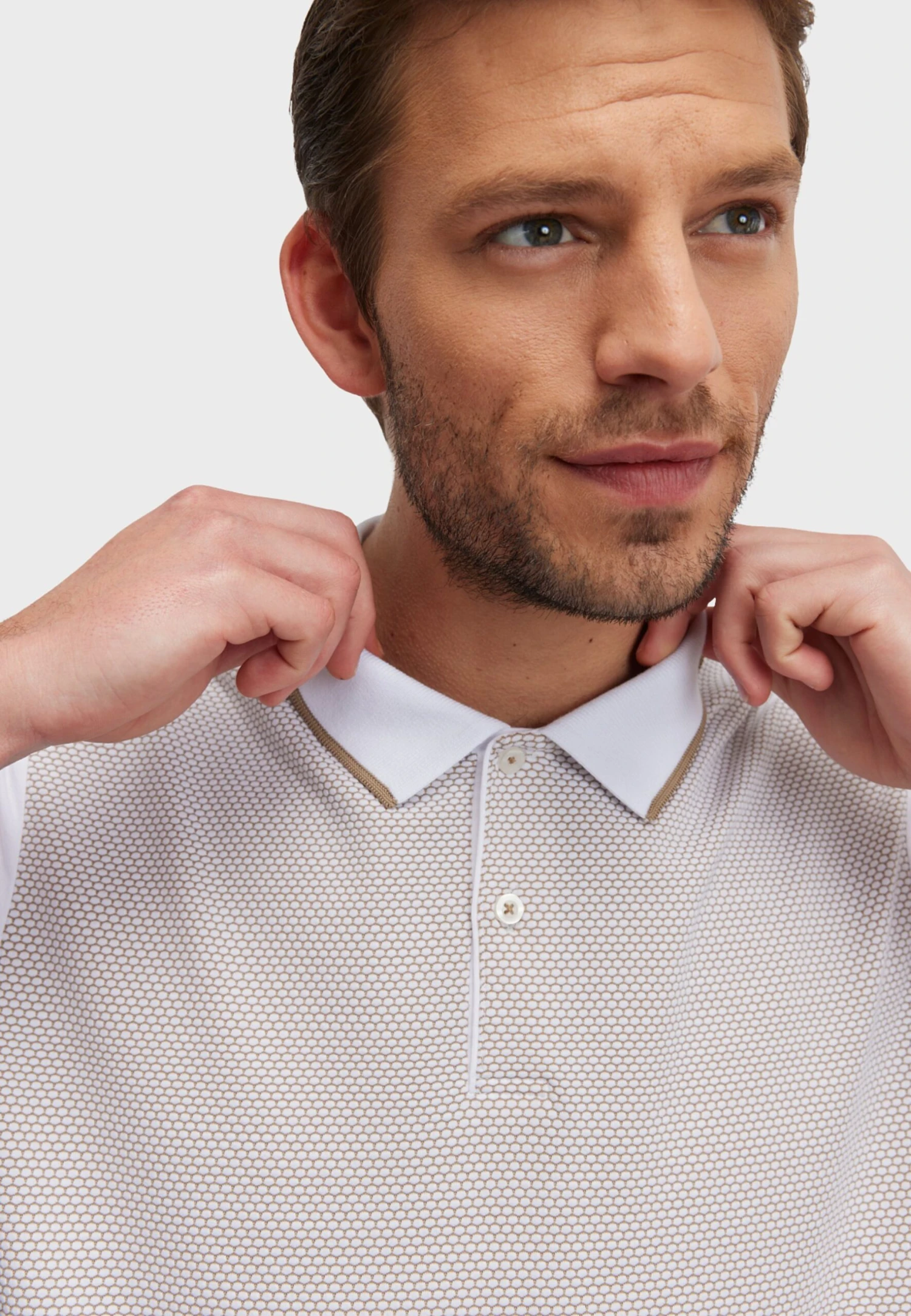 Figured- Poloshirt - Beige White 6 Figured- Poloshirt - Beige White - Afbeelding 6