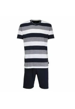 V-Ausschnitt - Pyjama - Navy Gestreift