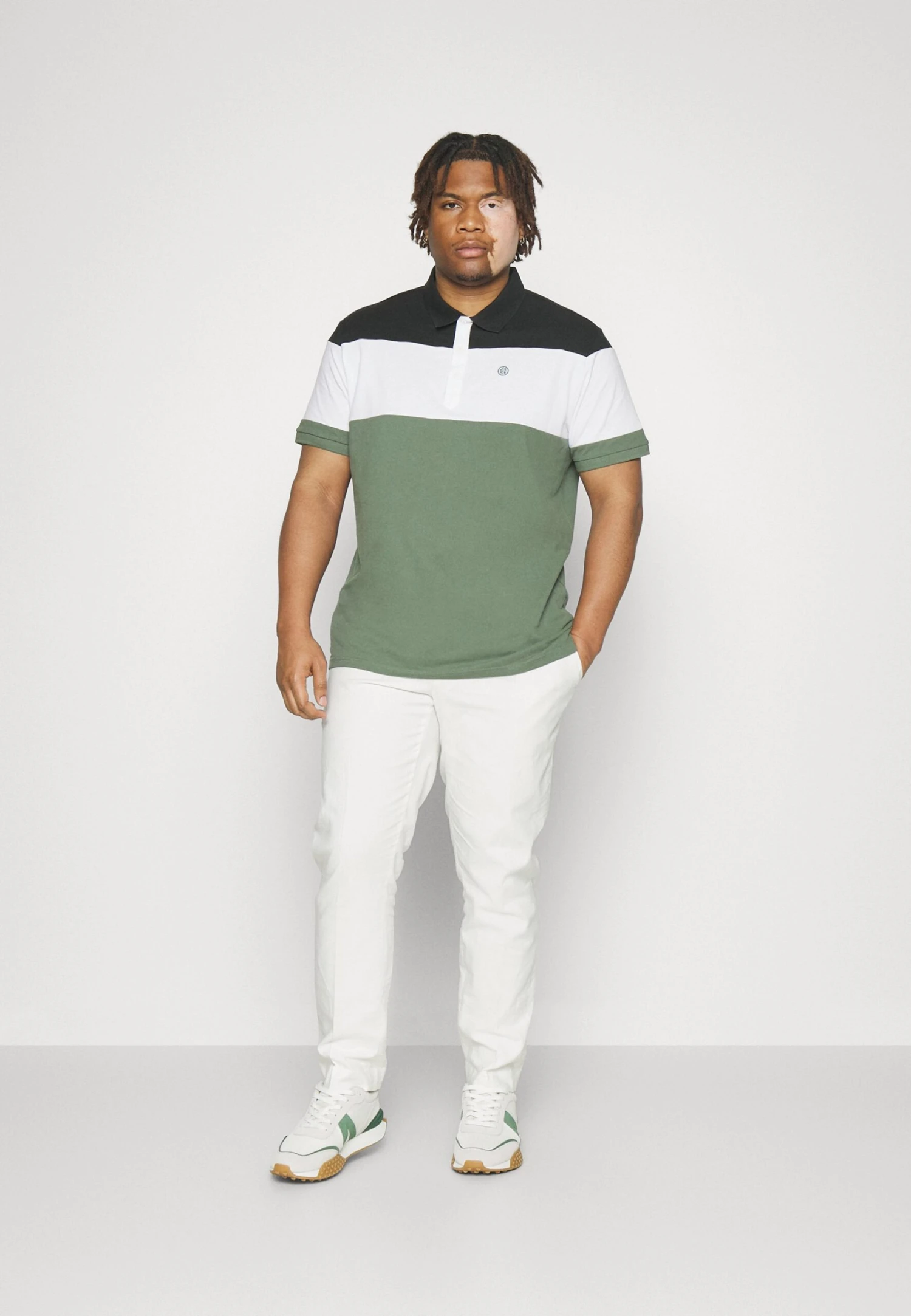Color Block - Poloshirt - Black/White/Olive 2 Color Block - Poloshirt - Black/White/Olive - Afbeelding 2
