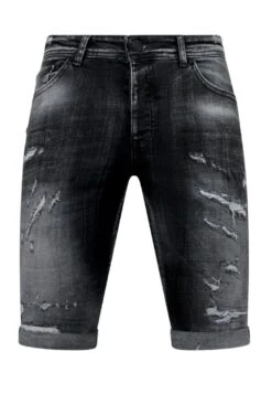 With Paint Splatter - Jeansshort - Zwart