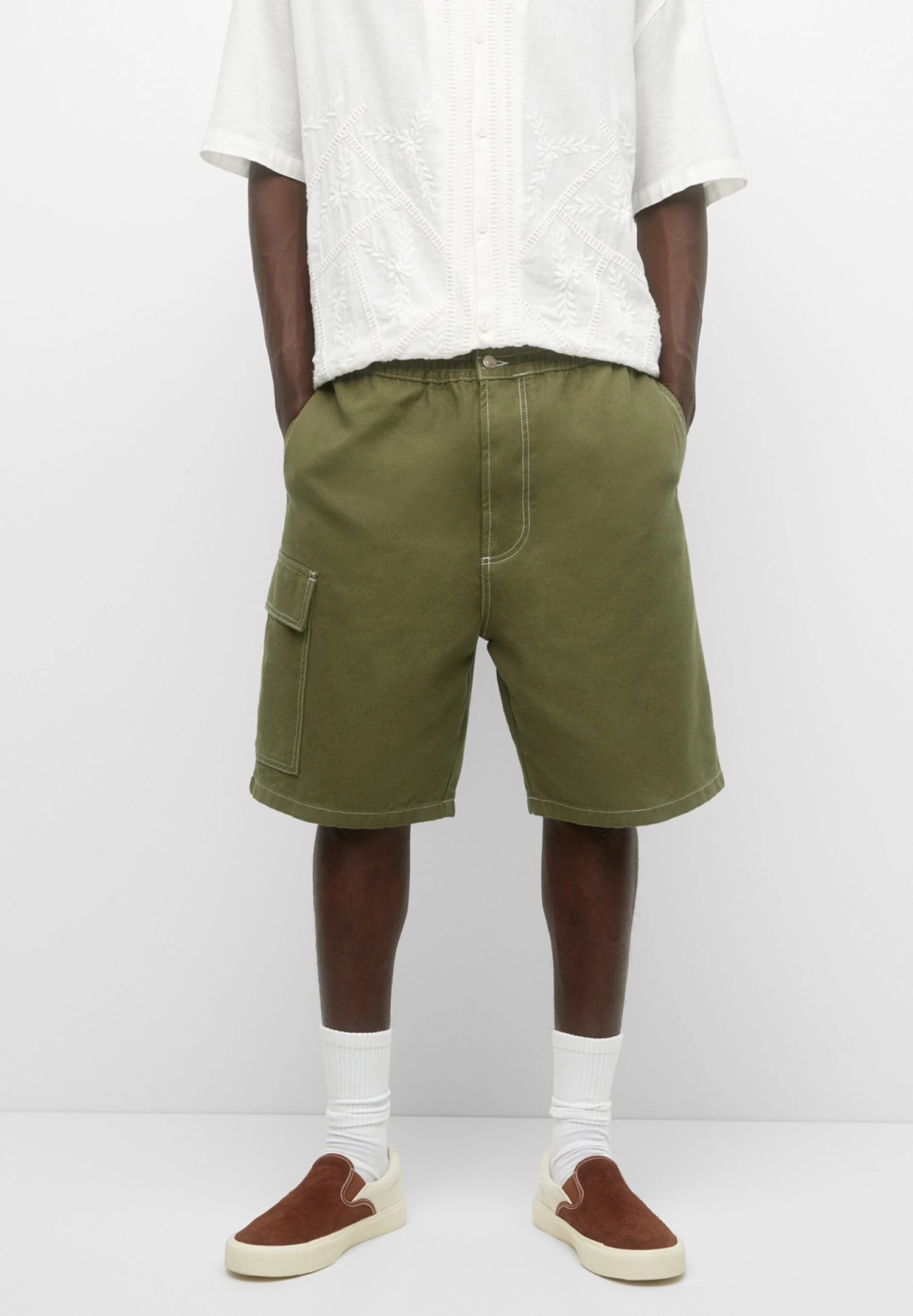 PULL & BEAR Stwd Bermuda - Shorts - Khaki 1 PULL & BEAR Stwd Bermuda - Shorts - Khaki