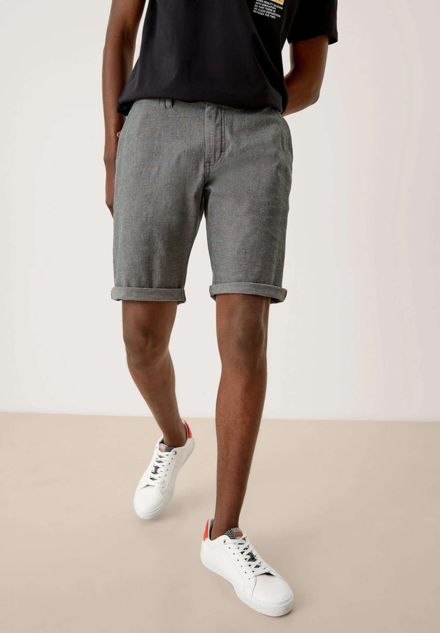 QS By S.Oliver Regula : Au Look Chiné - Shorts - Grey Black 1 QS By S.Oliver Regula : Au Look Chiné - Shorts - Grey Black
