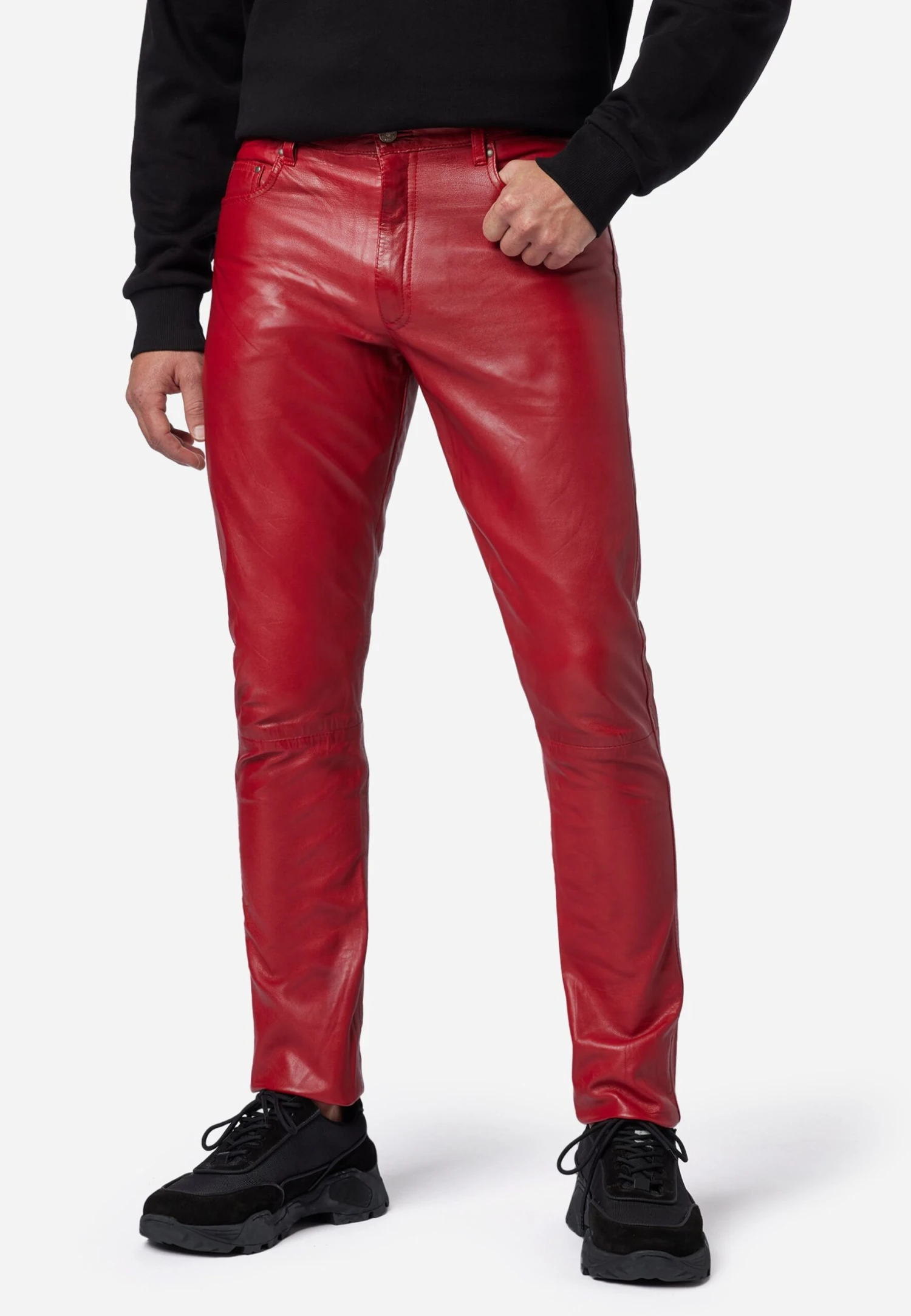 Slim Fit - Leren Broek - Rot 1 Slim Fit - Leren Broek - Rot