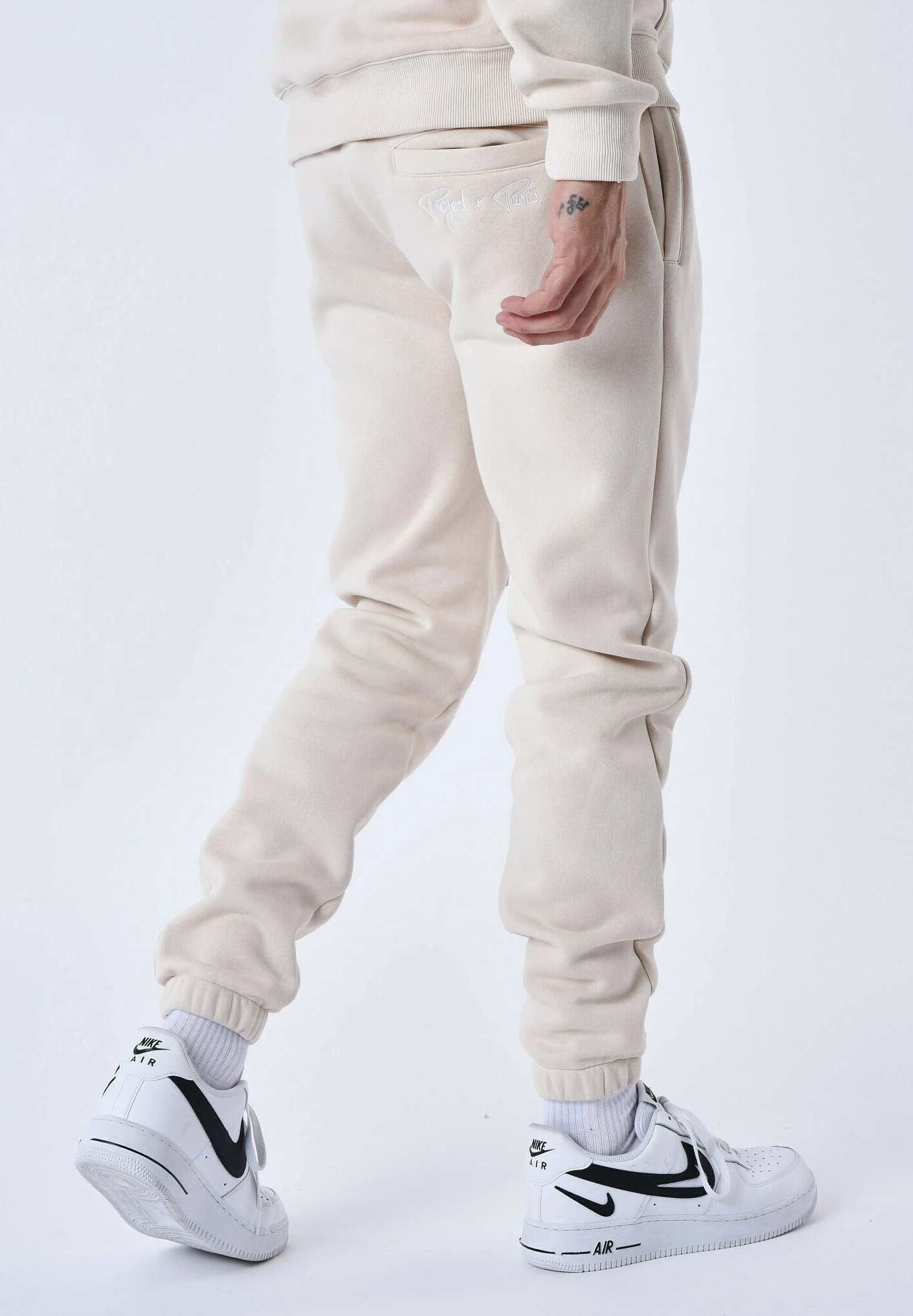 Bas De Jogging Avec Empiècement Bimatière - Trainingsbroek - Ivoire 3 Bas De Jogging Avec Empiècement Bimatière - Trainingsbroek - Ivoire - Afbeelding 3