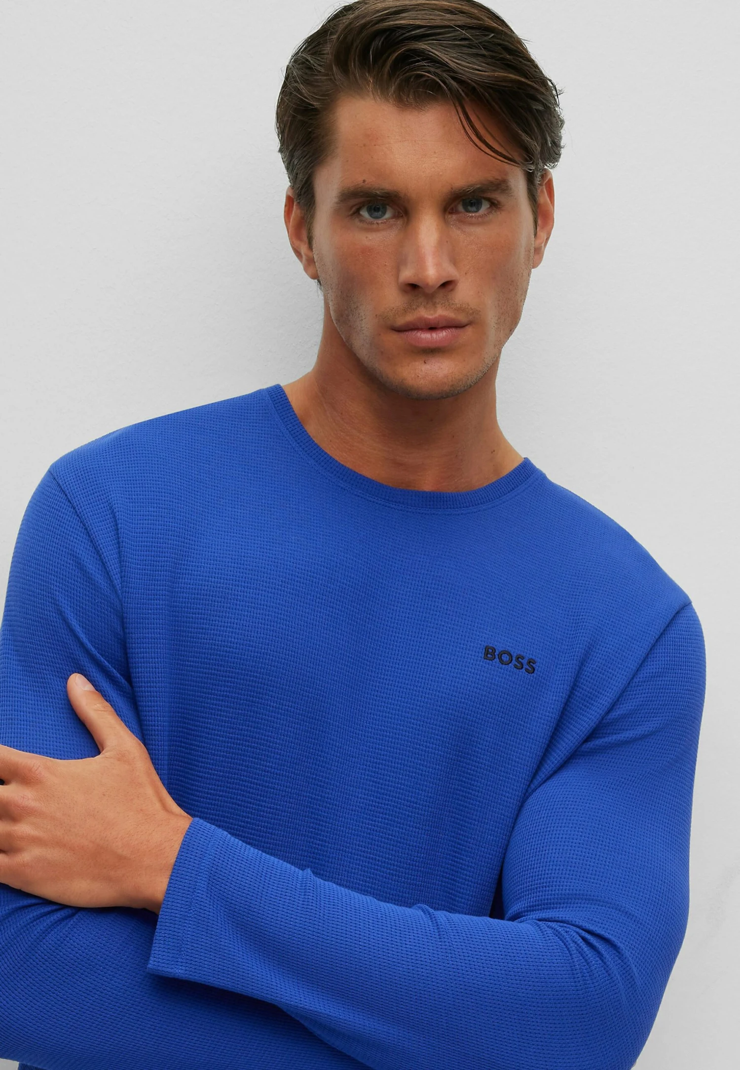 Boss Waffle Ls - Pyjamashirt - Blau Vierzehn 4 Boss Waffle Ls - Pyjamashirt - Blau Vierzehn - Afbeelding 4