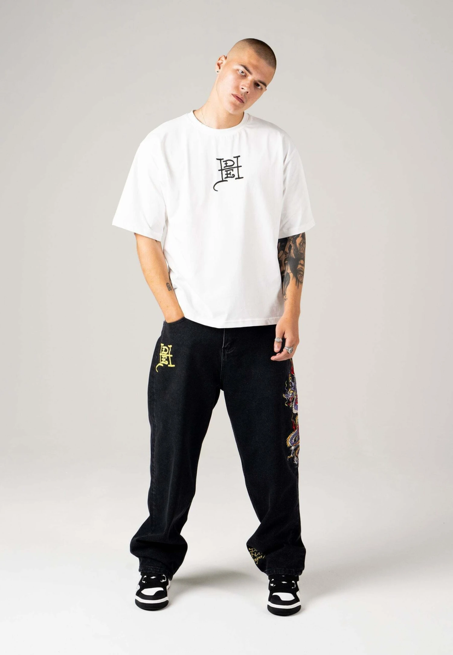 Ed Hardy Flaming-Devil Oversize - T-Shirt Print - White 2 Ed Hardy Flaming-Devil Oversize - T-Shirt Print - White - Afbeelding 2