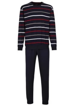 SetLang V Ausschnitt Gestreift - Pyjama - Dunkelblau