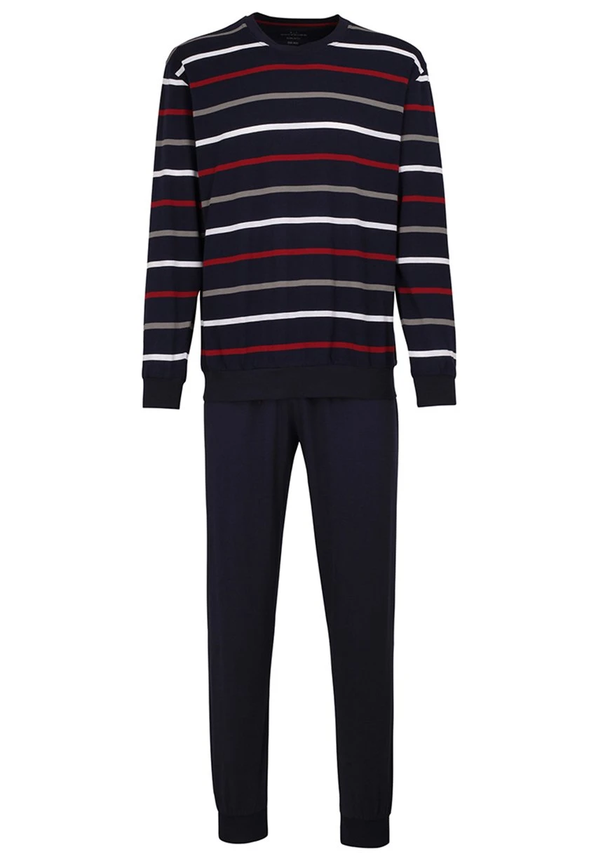 SetLang V Ausschnitt Gestreift - Pyjama - Dunkelblau 1 SetLang V Ausschnitt Gestreift - Pyjama - Dunkelblau