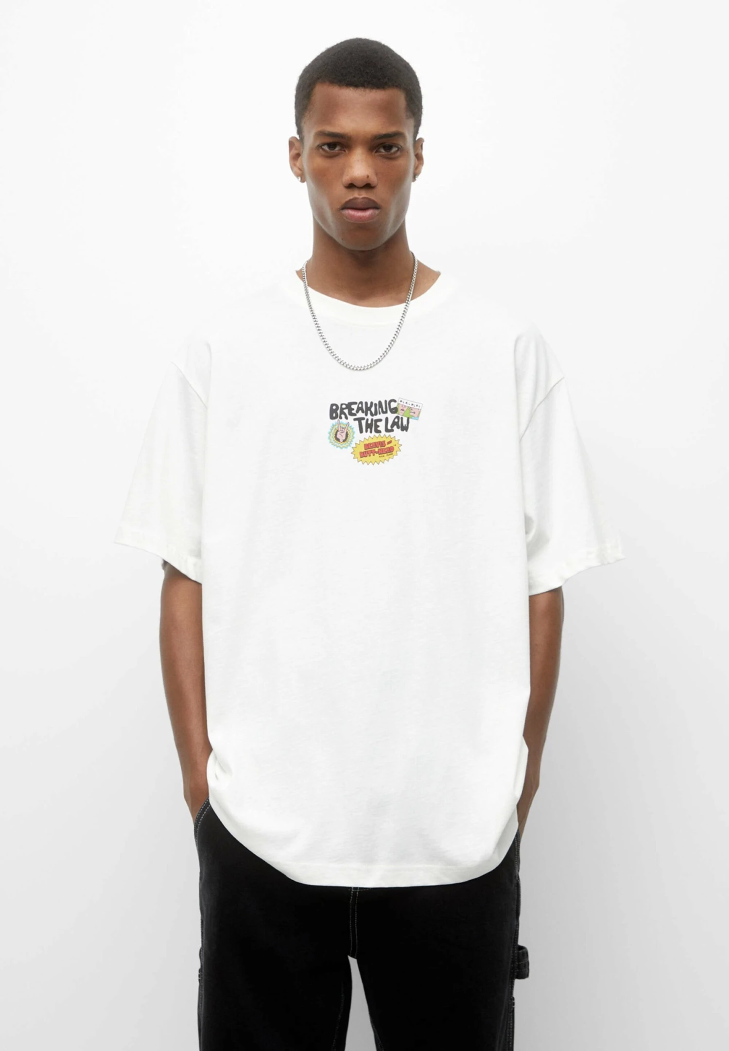 PULL & BEAR Beavis And Butt-Head - T-Shirt Print - White 1 PULL & BEAR Beavis And Butt-Head - T-Shirt Print - White