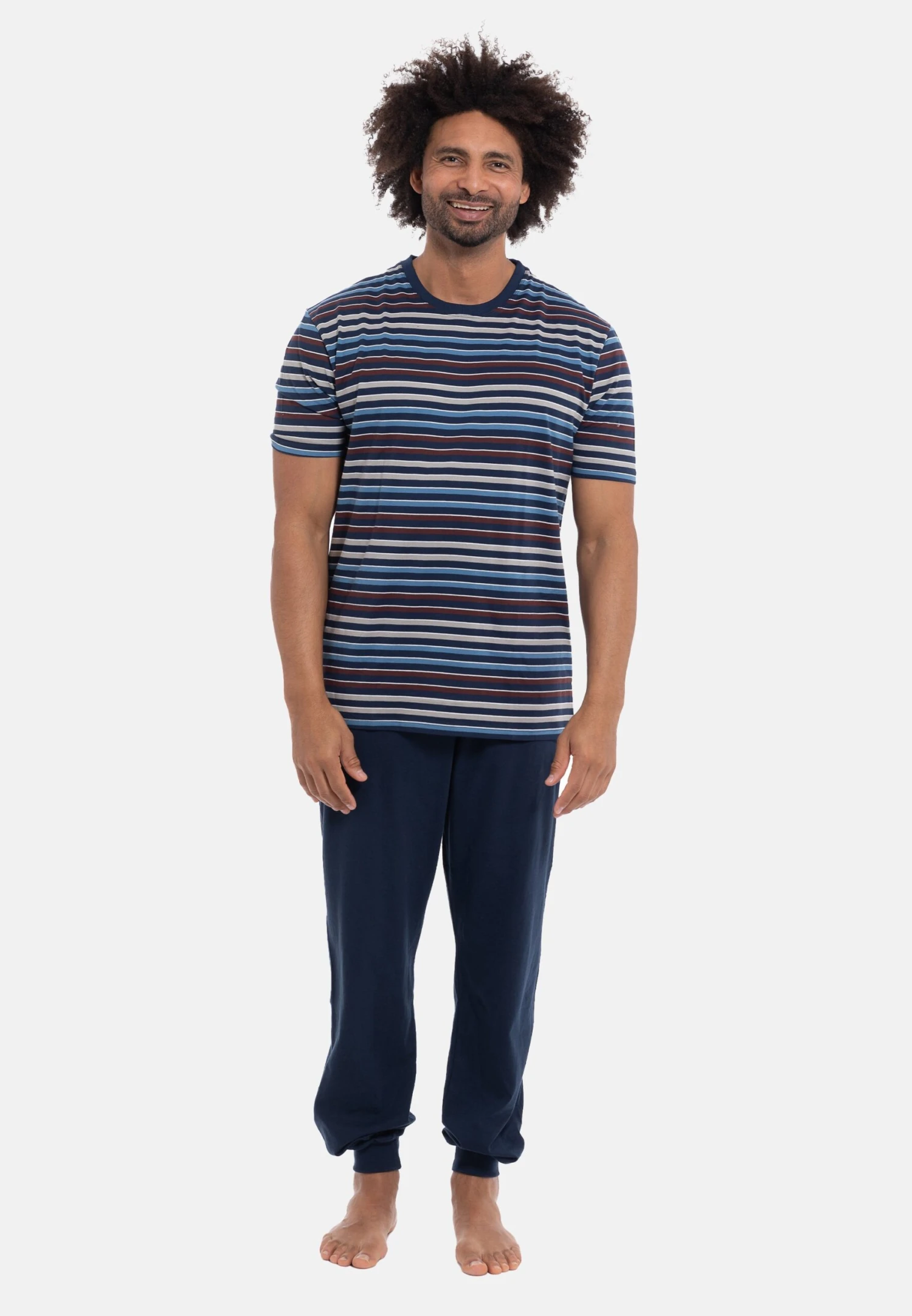 Set 2 Kurzarm- Pyjama - Blau Rot Gestreift 1 Set 2 Kurzarm- Pyjama - Blau Rot Gestreift