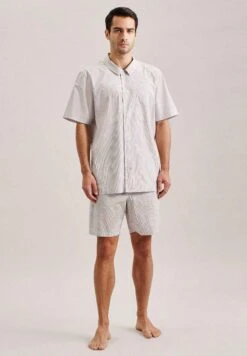 Seidensticker Kurz Durchgeknöpft - Pyjama - Grey Stripe