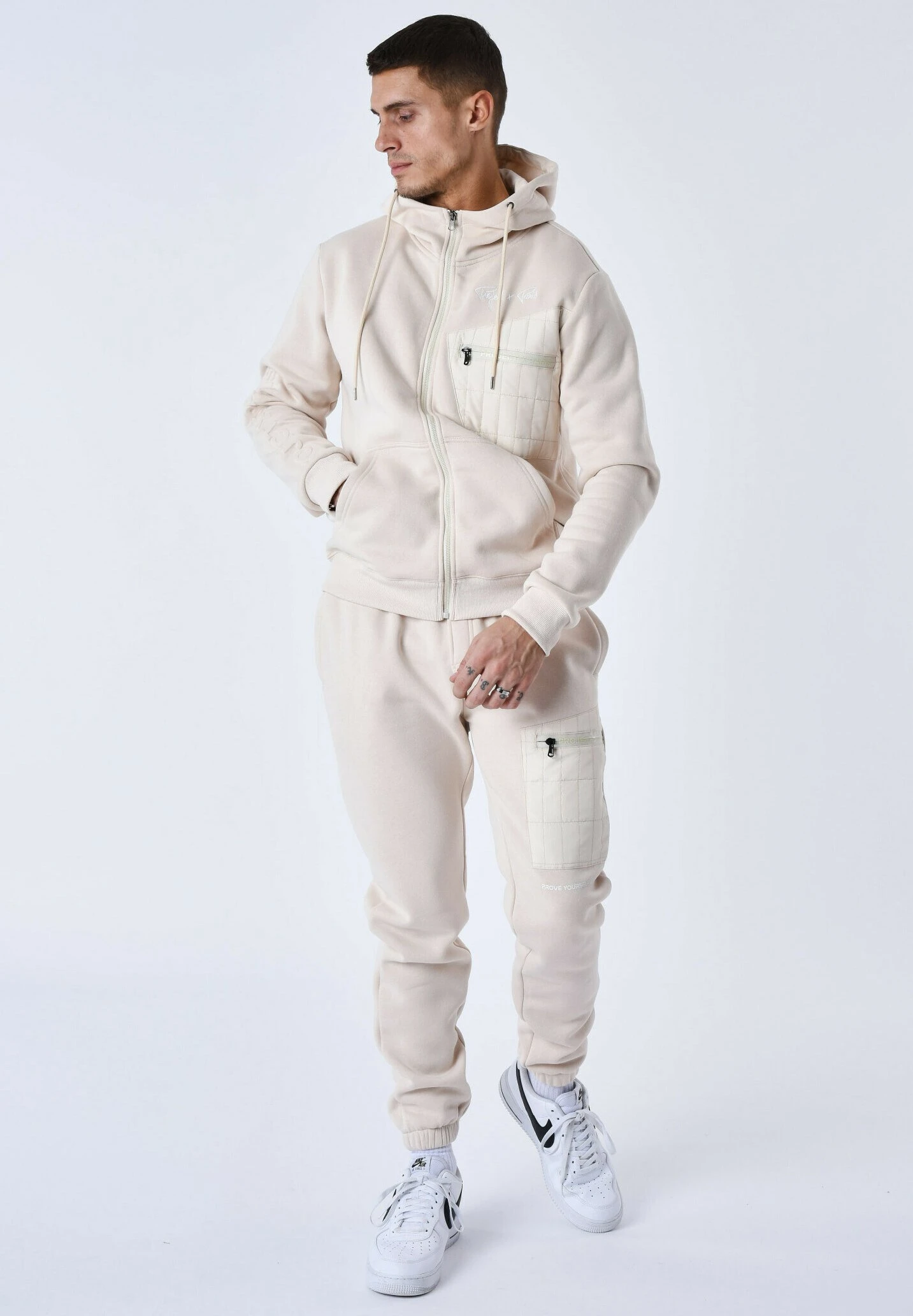 Bas De Jogging Avec Empiècement Bimatière - Trainingsbroek - Ivoire 2 Bas De Jogging Avec Empiècement Bimatière - Trainingsbroek - Ivoire - Afbeelding 2