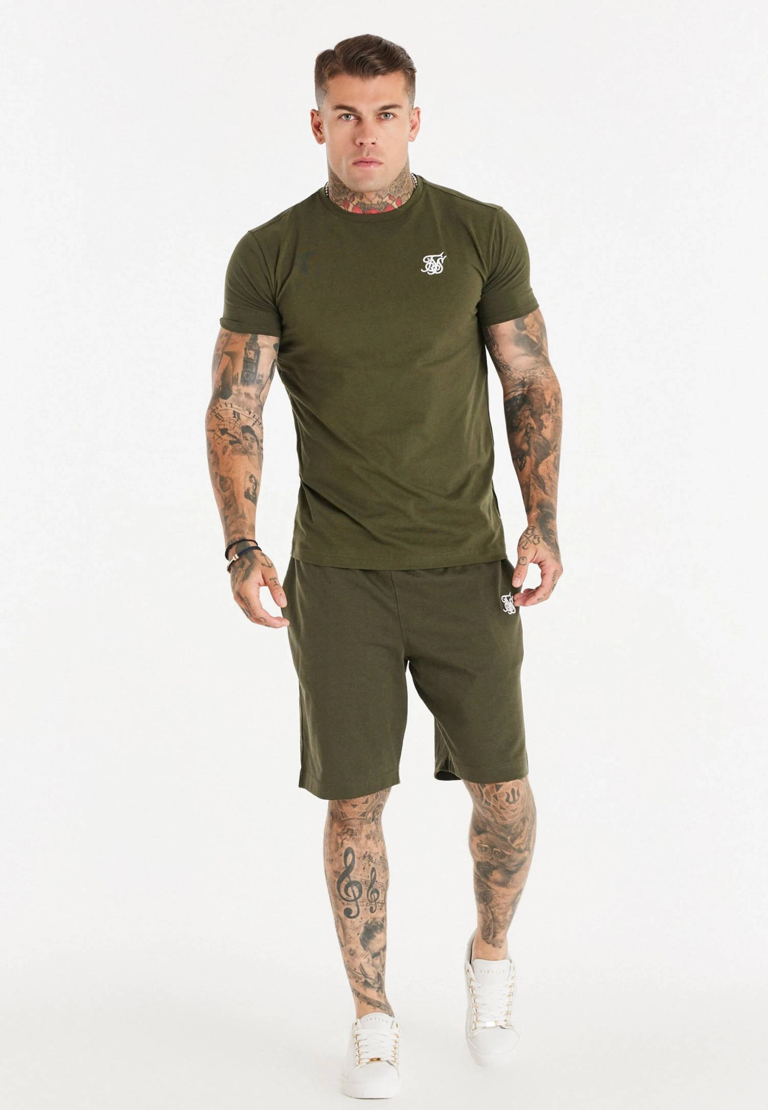 SikSilk Gym Tee - T-Shirt Basic - Khaki 2 SikSilk Gym Tee - T-Shirt Basic - Khaki - Afbeelding 2