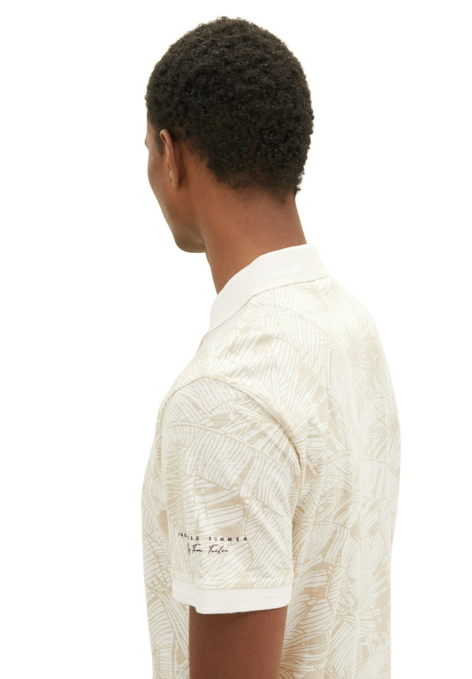 Tom Tailor Mit Allover-Print - Poloshirt - Offwhite/Beige Leaf Design 4 Tom Tailor Mit Allover-Print - Poloshirt - Offwhite/Beige Leaf Design - Afbeelding 4