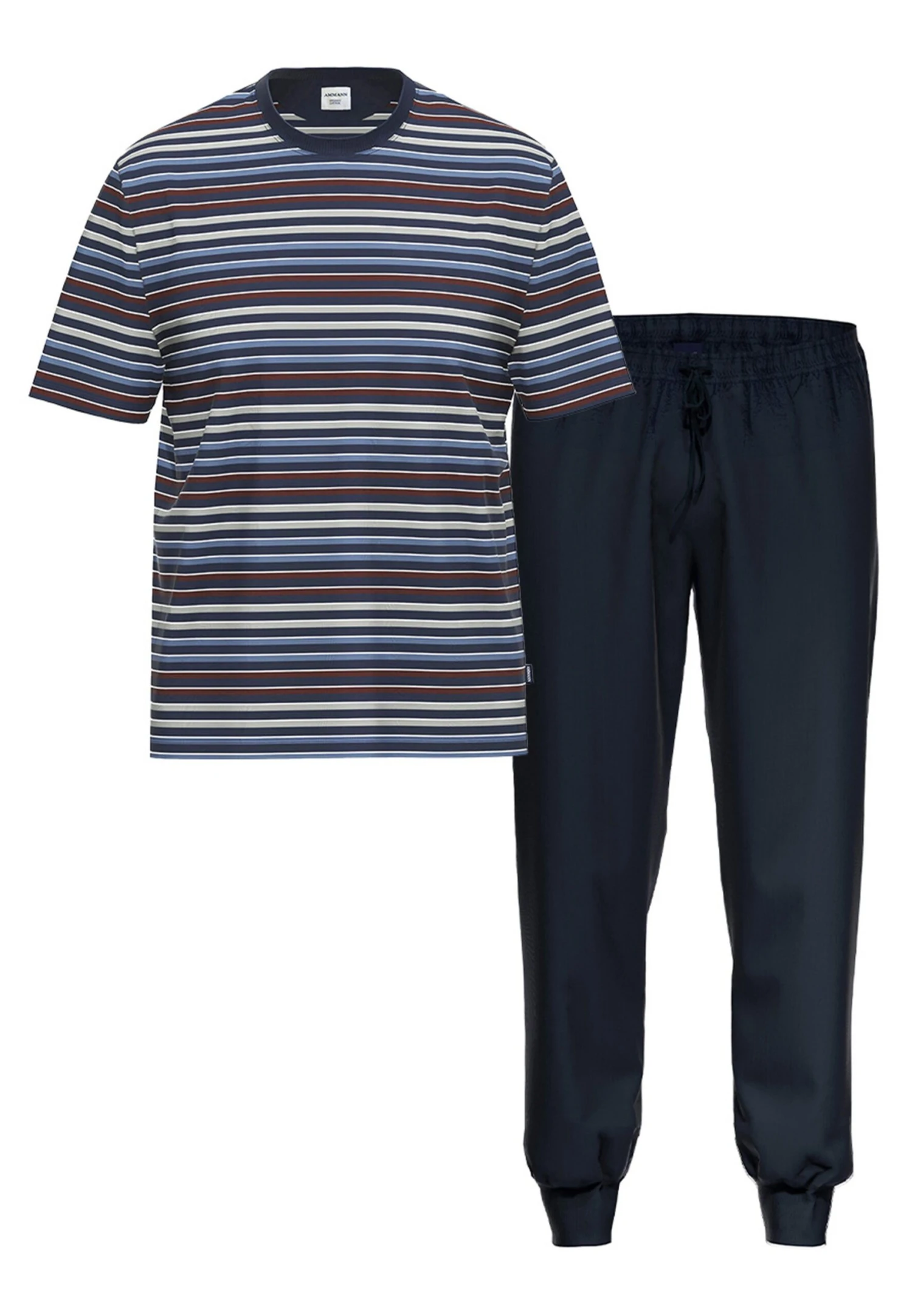 Set 2 Kurzarm- Pyjama - Blau Rot Gestreift 5 Set 2 Kurzarm- Pyjama - Blau Rot Gestreift - Afbeelding 5