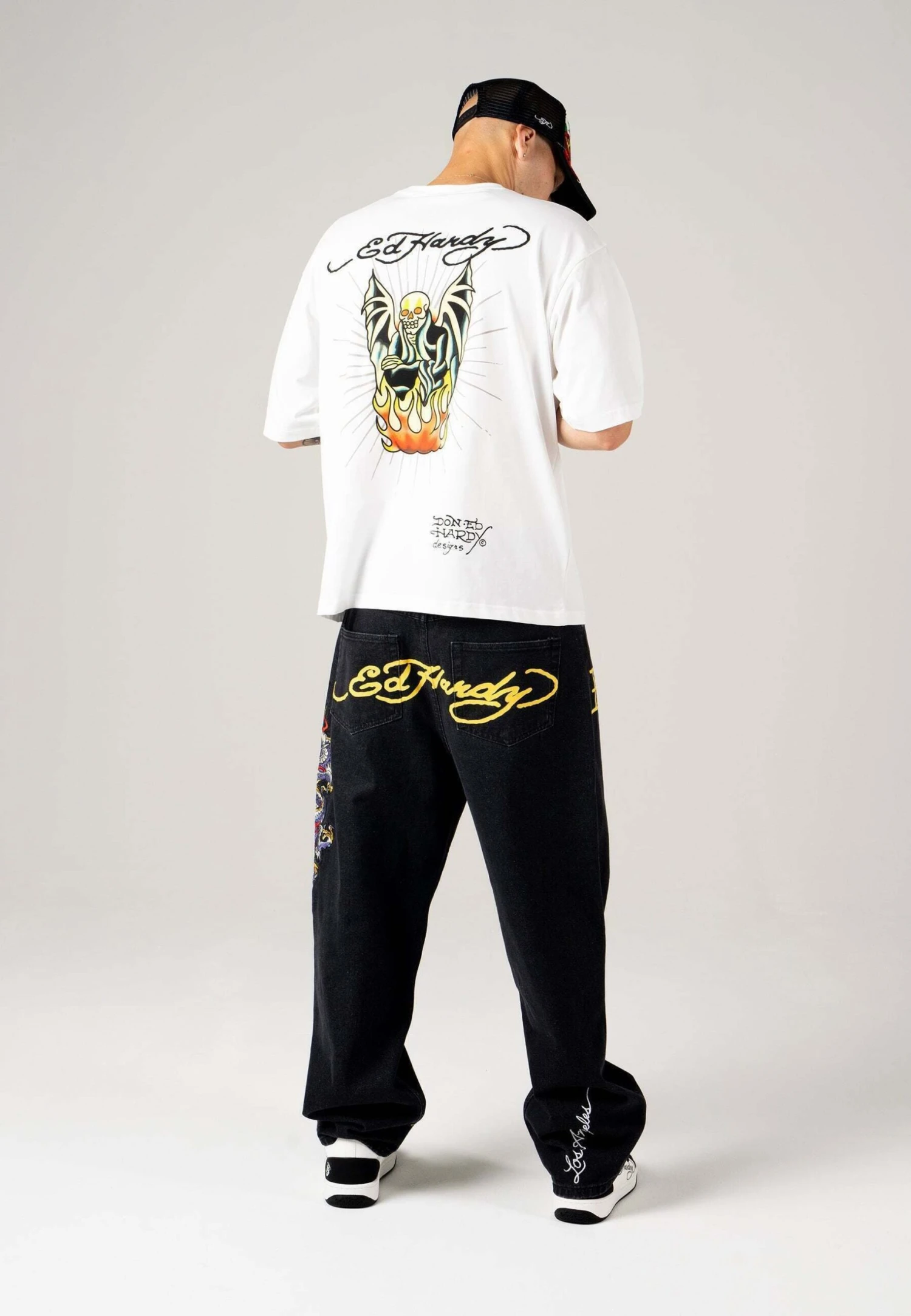 Ed Hardy Flaming-Devil Oversize - T-Shirt Print - White 4 Ed Hardy Flaming-Devil Oversize - T-Shirt Print - White - Afbeelding 4