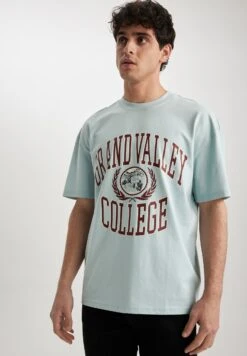 DeFacto Comfort Fit- T-Shirt Print - Blue