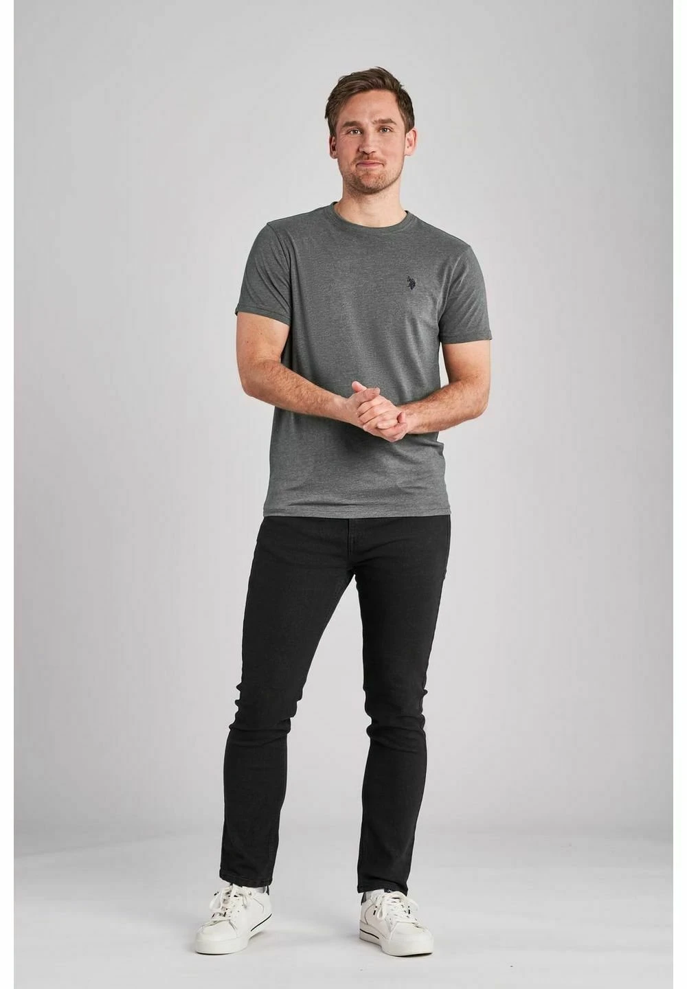 U.S. Polo Assn. Arjun - T-Shirt Basic - Medium Grey Melange 2 U.S. Polo Assn. Arjun - T-Shirt Basic - Medium Grey Melange - Afbeelding 2