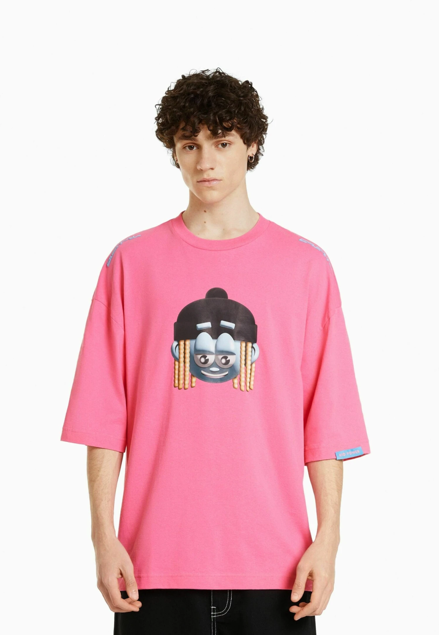 BERSHKA 3/4 Length Sleeves- T-Shirt Print - Dark Purple 1 BERSHKA 3/4 Length Sleeves- T-Shirt Print - Dark Purple