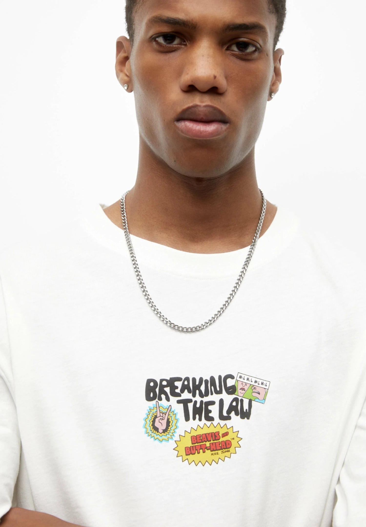 PULL & BEAR Beavis And Butt-Head - T-Shirt Print - White 3 PULL & BEAR Beavis And Butt-Head - T-Shirt Print - White - Afbeelding 3