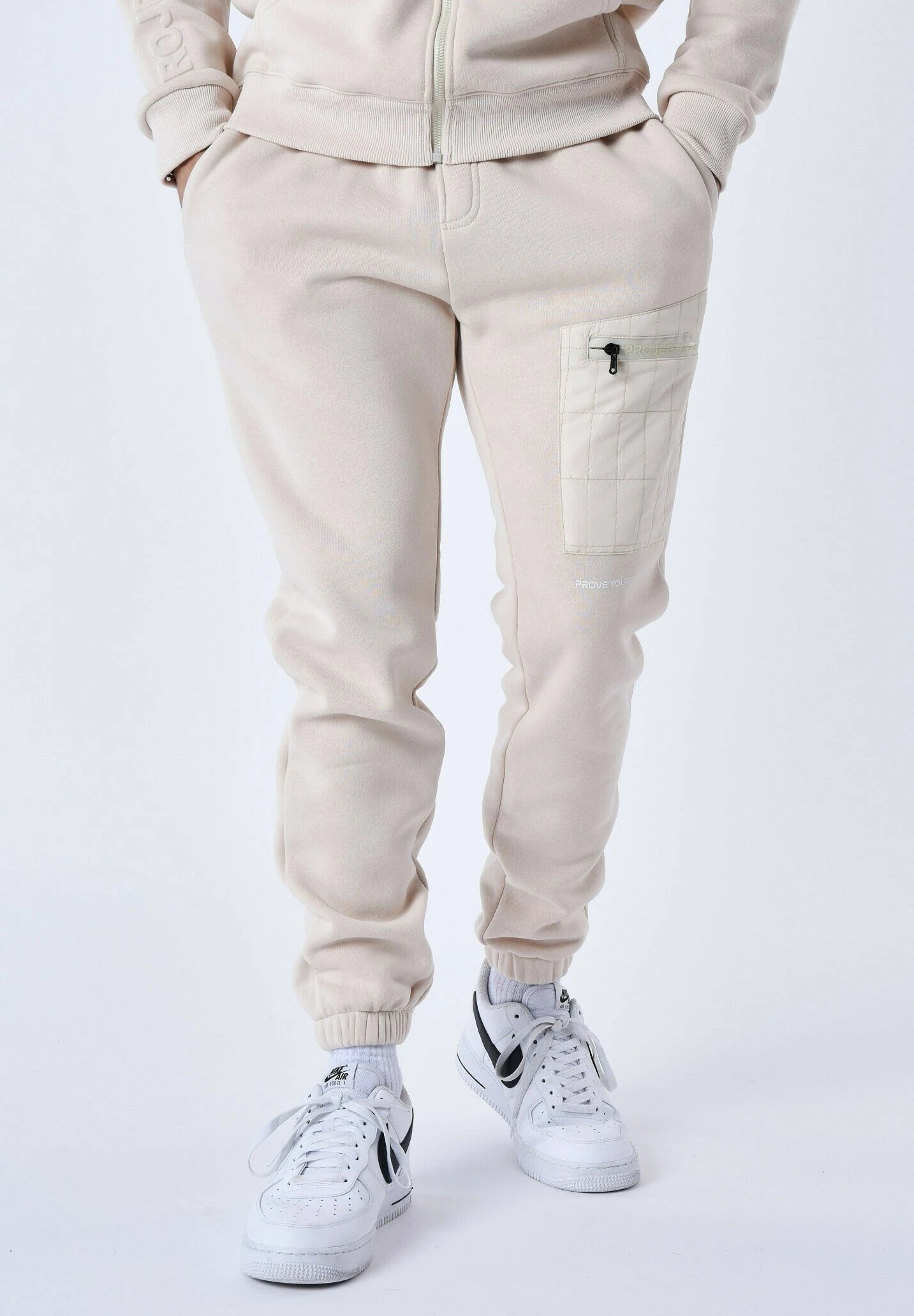 Bas De Jogging Avec Empiècement Bimatière - Trainingsbroek - Ivoire 1 Bas De Jogging Avec Empiècement Bimatière - Trainingsbroek - Ivoire