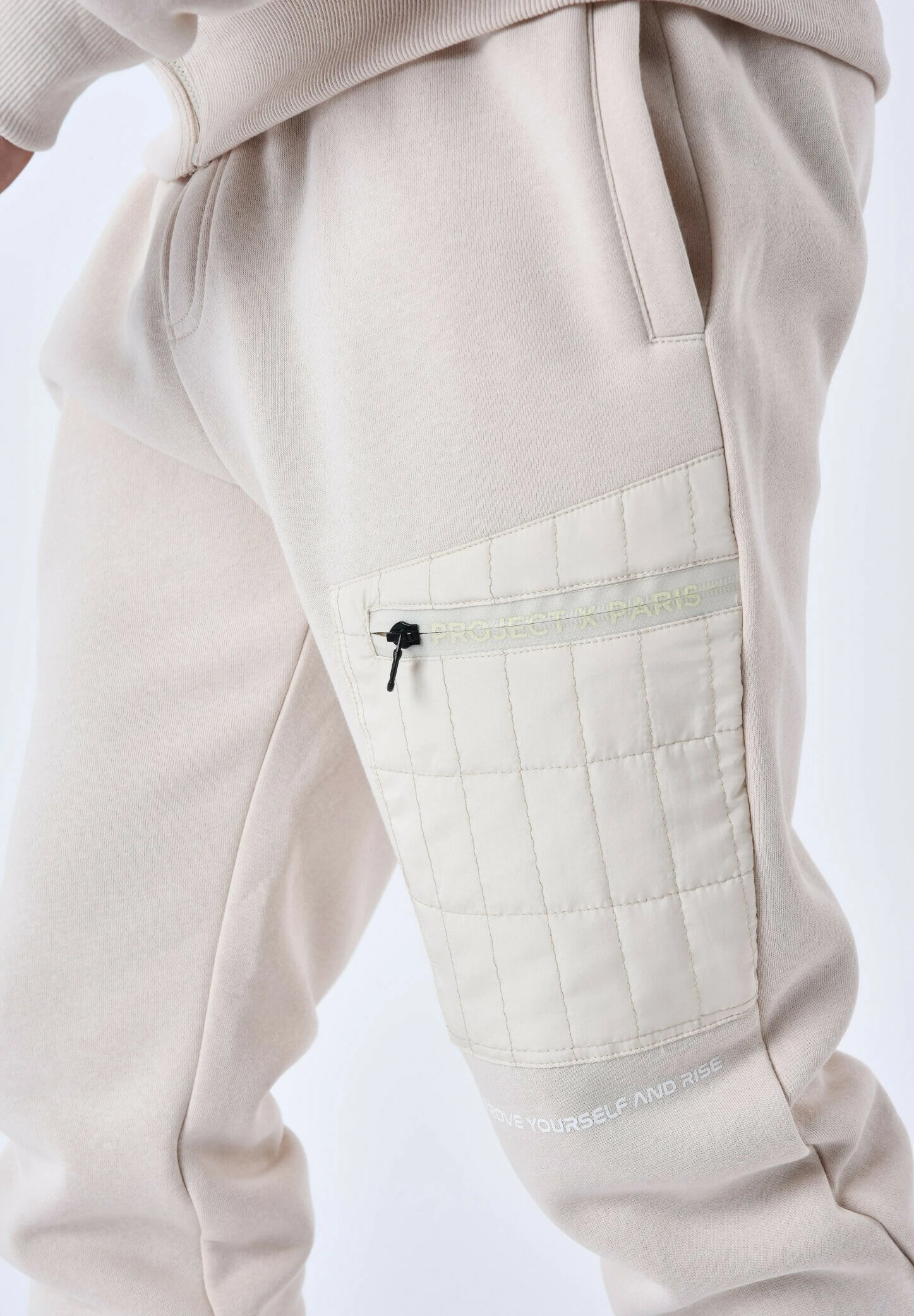 Bas De Jogging Avec Empiècement Bimatière - Trainingsbroek - Ivoire 4 Bas De Jogging Avec Empiècement Bimatière - Trainingsbroek - Ivoire - Afbeelding 4