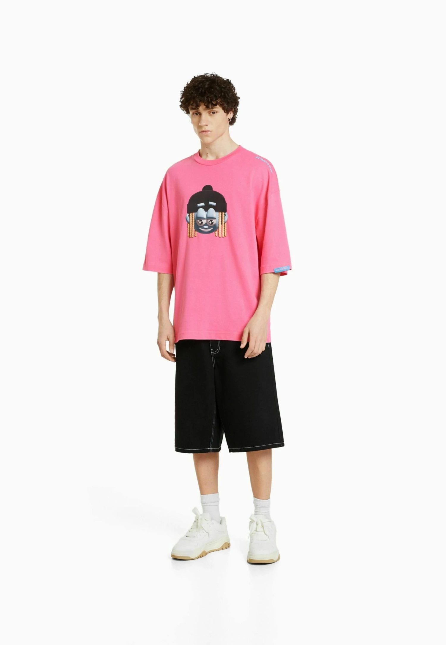 BERSHKA 3/4 Length Sleeves- T-Shirt Print - Dark Purple 2 BERSHKA 3/4 Length Sleeves- T-Shirt Print - Dark Purple - Afbeelding 2