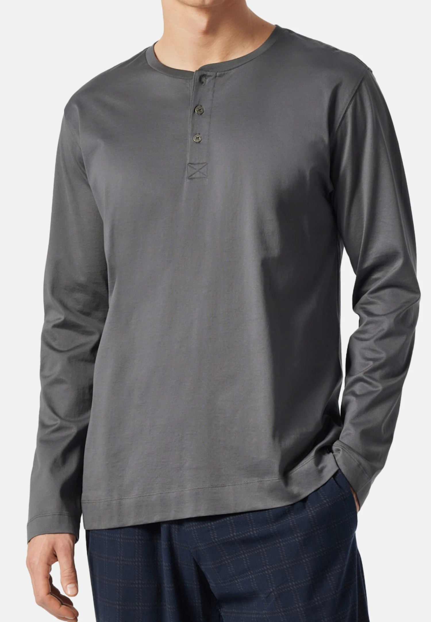 Schiesser Langarm Mix- Pyjamashirt - Dunkelgrau 1 Schiesser Langarm Mix- Pyjamashirt - Dunkelgrau