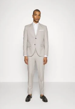 The Fashion Suit Notch New Pocket Square Set - Kostuum - Stone