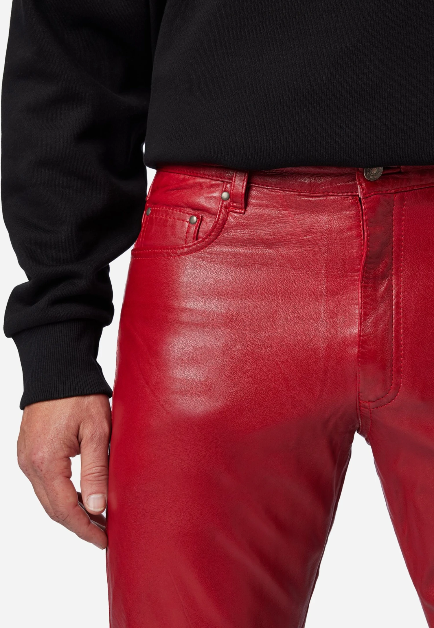 Slim Fit - Leren Broek - Rot 5 Slim Fit - Leren Broek - Rot - Afbeelding 5