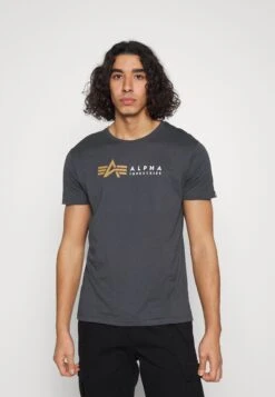Alpha Industries Label- T-Shirt Print - Grey Black