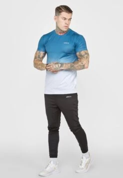 SikSilk Fade - T-Shirt Print - Teal White
