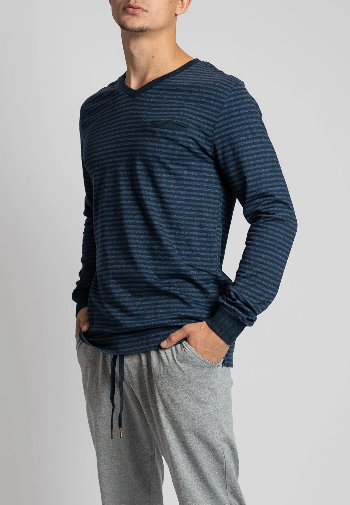 1 Pack Long - Pyjama - Gestreift Grau 3 1 Pack Long - Pyjama - Gestreift Grau - Afbeelding 3