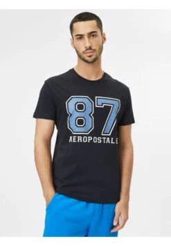 Aeropostale T-Shirt Print - Schwarz Weiß Taubenblau