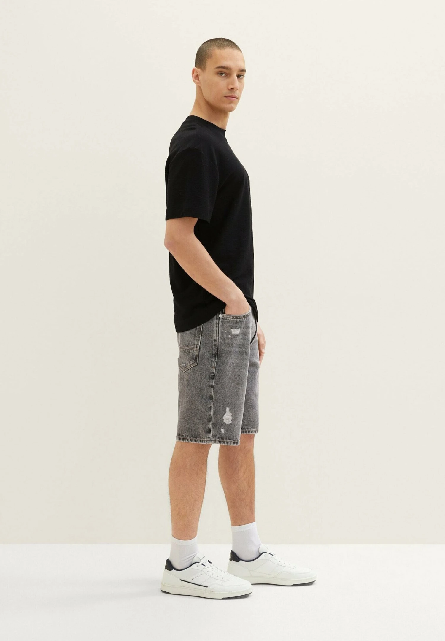 TOM TAILOR Denim Jeansshort - Destroyed Mid Stone Grey Denim 4 TOM TAILOR Denim Jeansshort - Destroyed Mid Stone Grey Denim - Afbeelding 4