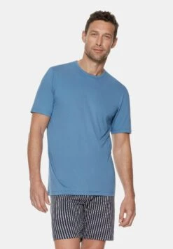 En Bio À Rayures Set - Pyjama - Bleu