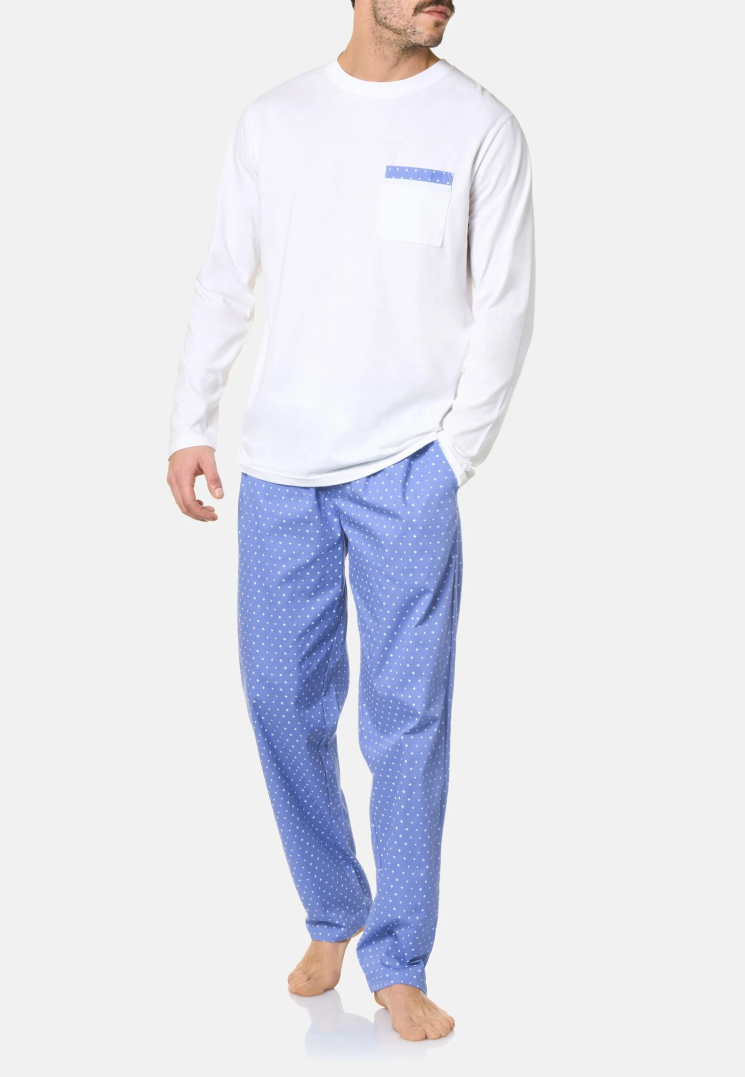 Starry Sky Print Long- Pyjama - Blue White 1 Starry Sky Print Long- Pyjama - Blue White