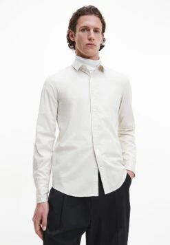 Calvin Klein Stretch Slim Shirt - Zakelijk Overhemd - Stony Beige