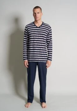 Set - Pyjama - Blau Mittel Ringel