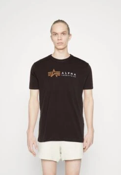 Alpha Industries Label- T-Shirt Print - Hunter Brown