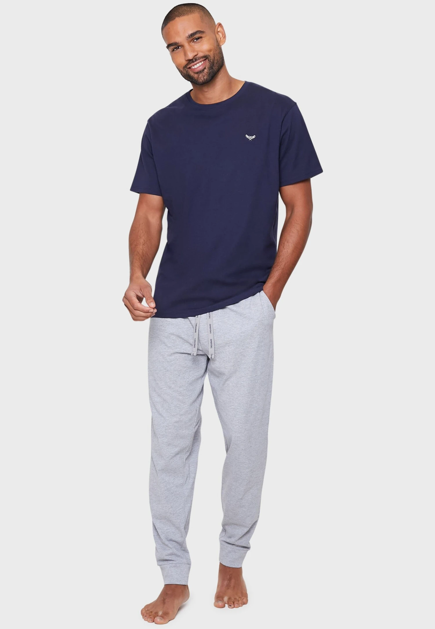 Threadbare Pyjama - Navy Grey Marl 1 Threadbare Pyjama - Navy Grey Marl