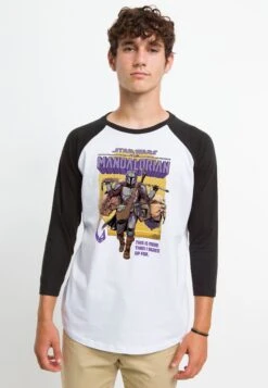 Star Wars: The Mandalorian Signed Up Mando - Longsleeve - White Black