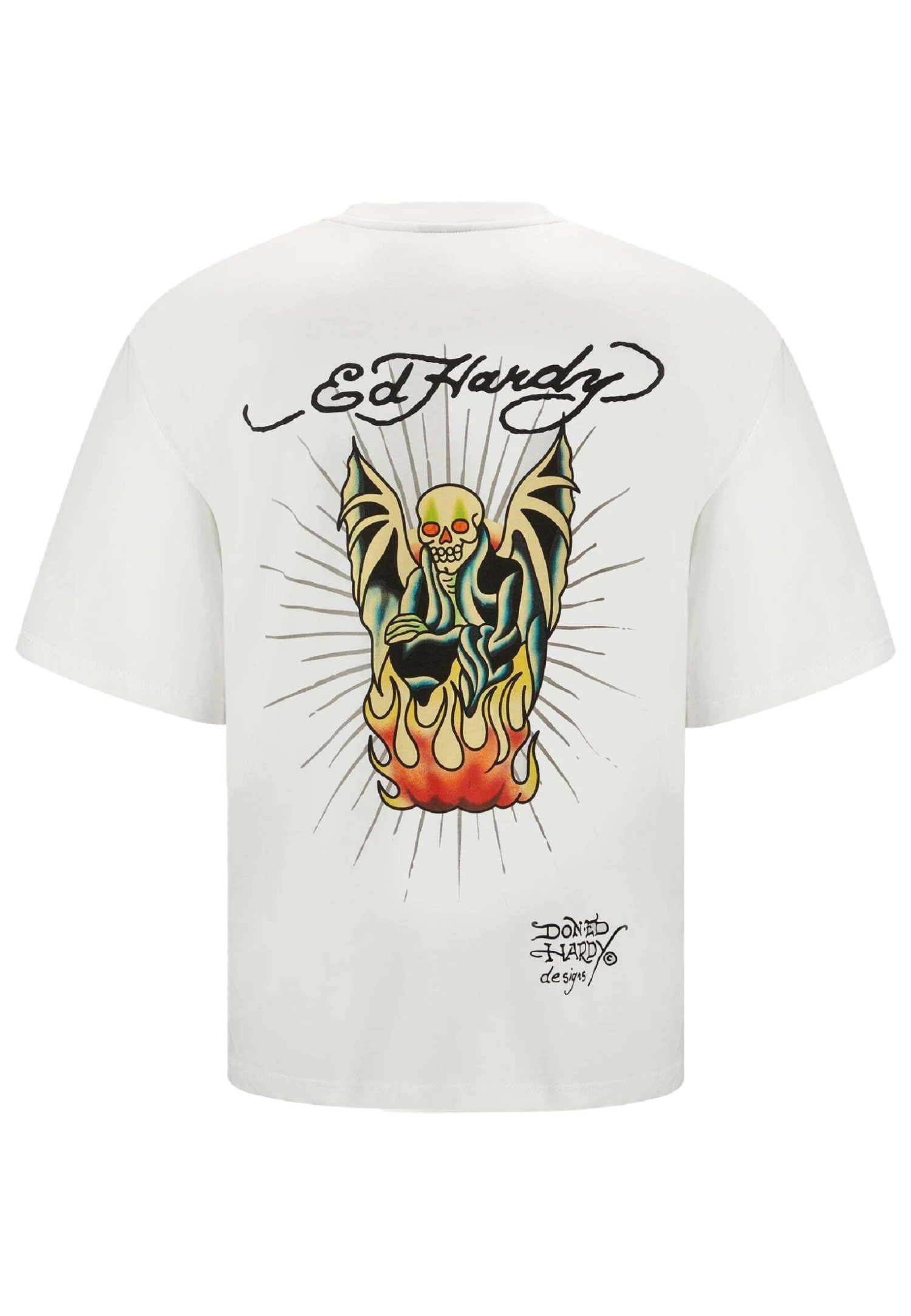 Ed Hardy Flaming-Devil Oversize - T-Shirt Print - White 6 Ed Hardy Flaming-Devil Oversize - T-Shirt Print - White - Afbeelding 6