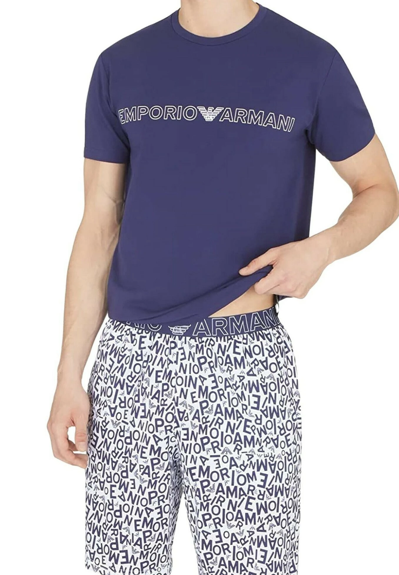 Emporio Armani Mit Kurzer Hose - Pyjama - Blau 3 Emporio Armani Mit Kurzer Hose - Pyjama - Blau - Afbeelding 3