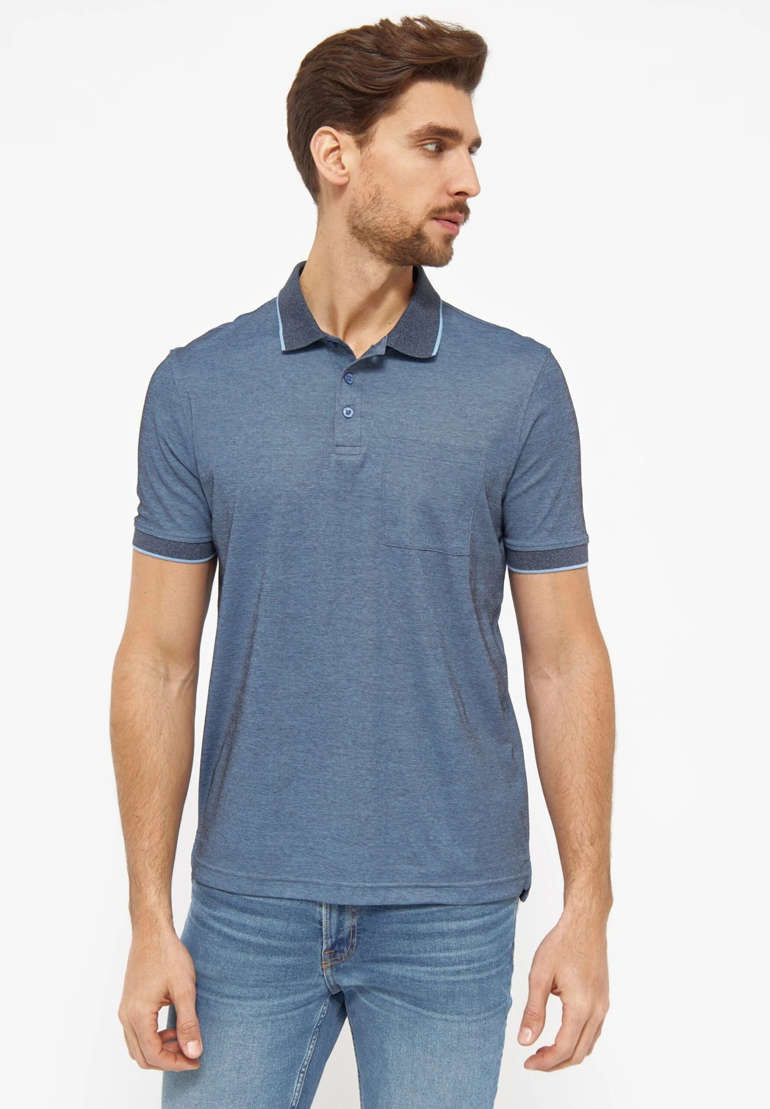 Valencia - Poloshirt - Navy Melange 1 Valencia - Poloshirt - Navy Melange